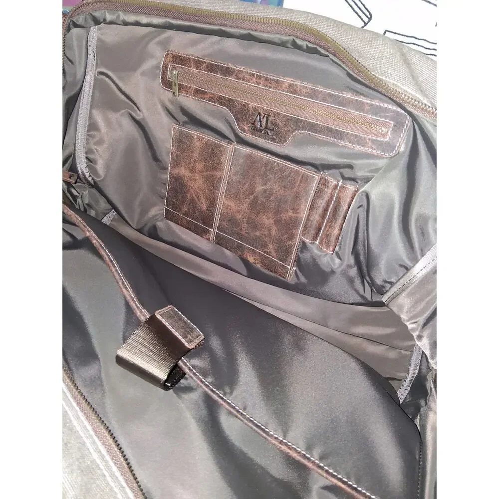 Vintage A. Lazzaro Canvas Leather Laptop Briefcase Messenger Bag Travel Carry On